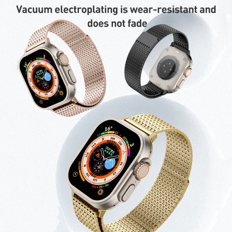 For Apple Watch 42mm Milanese Loop Magnetic Clasp Stainless Steel Watch Band(Gold)