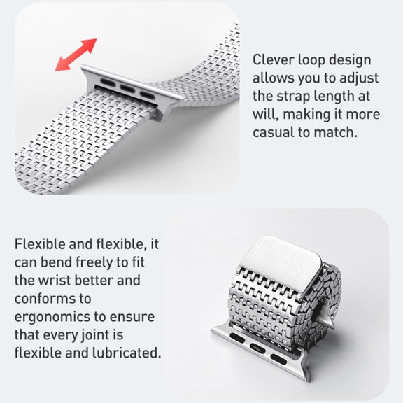 For Apple Watch 42mm Milanese Loop Magnetic Clasp Stainless Steel Watch Band(Black)