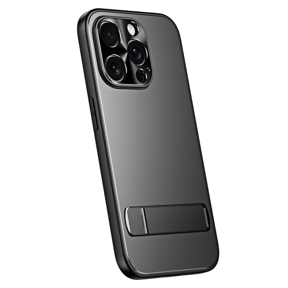 For iPhone 15 Pro R-JUST RJ-61 Electroplating Frosted TPU + PC Phone Case with Holder(Grey)