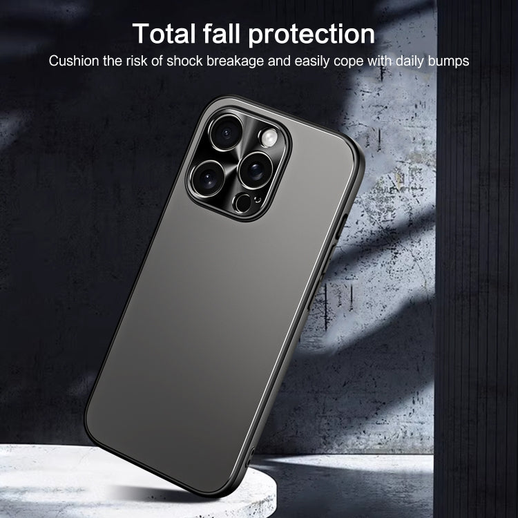 For iPhone 15 Pro Max R-JUST RJ-61 Electroplating Frosted TPU + PC Phone Case with Holder(Grey)