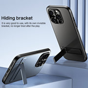 For iPhone 15 Pro R-JUST RJ-61 Electroplating Frosted TPU + PC Phone Case with Holder(Grey)