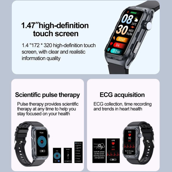 TK79 1.47 inch IP68 Water-resistant Smart Watch, Support ECG / Blood Glucose / Blood Oxygen Monitoring / Uric Acid(Pink)