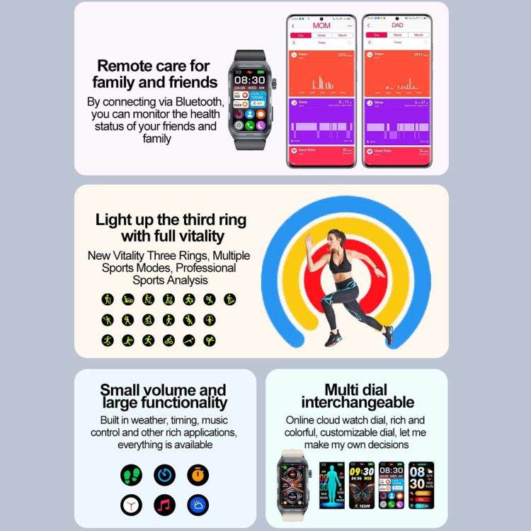 TK79 1.47 inch IP68 Water-resistant Smart Watch, Support ECG / Blood Glucose / Blood Oxygen Monitoring / Uric Acid(Beige)