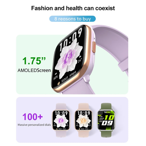 HD12 1.75 inch IP68 Water-resistant Smart Watch, Support Blood Oxygen Monitoring(Purple)