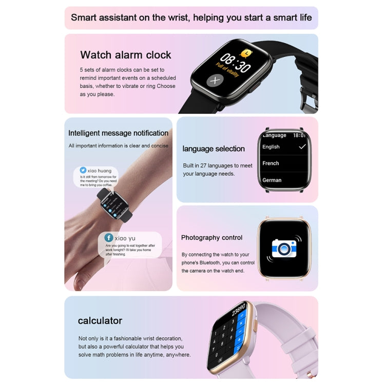 HD12 1.75 inch IP68 Water-resistant Smart Watch, Support Blood Oxygen Monitoring(Purple)