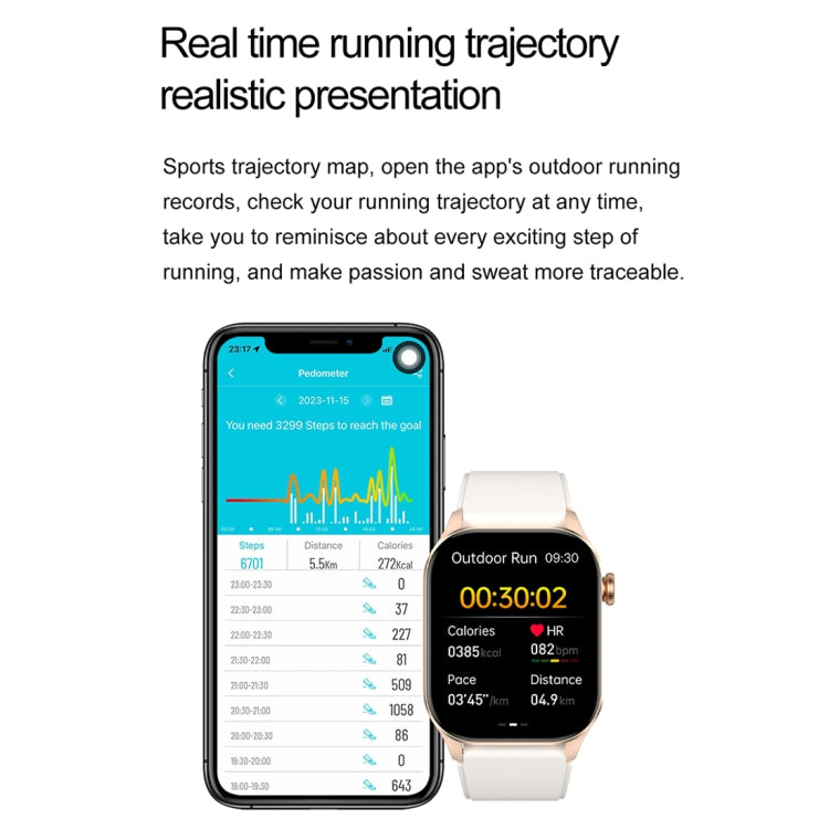 T98 2.04 inch IP68 Water-resistant Bluetooth Call Smart Watch, Support Blood Oxygen Monitoring(Beige)