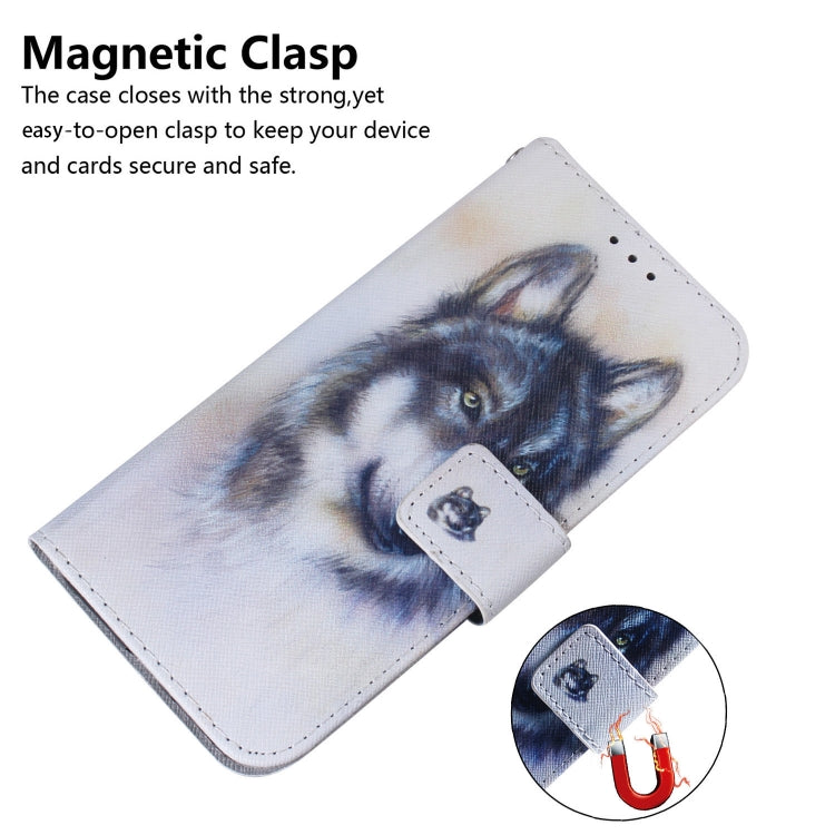 For Google Pixel 9 Pro Coloured Drawing Flip Leather Phone Case(White Wolf)