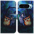 For Google Pixel 9 Pro Coloured Drawing Flip Leather Phone Case(Oil Painting Owl) - Google Cases by PMC TechLife | Online Shopping South Africa | PMC TechLife | Buy Now Pay Later Mobicred