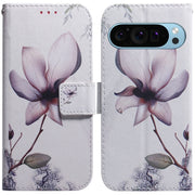 For Google Pixel 9 Pro Coloured Drawing Flip Leather Phone Case(Magnolia)