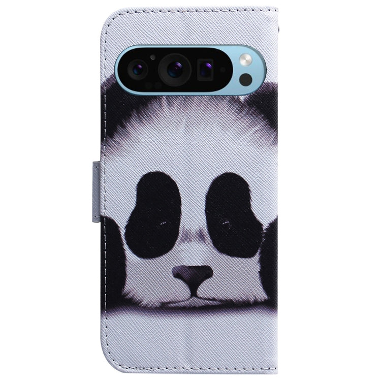 For Google Pixel 9 Coloured Drawing Flip Leather Phone Case(Panda)
