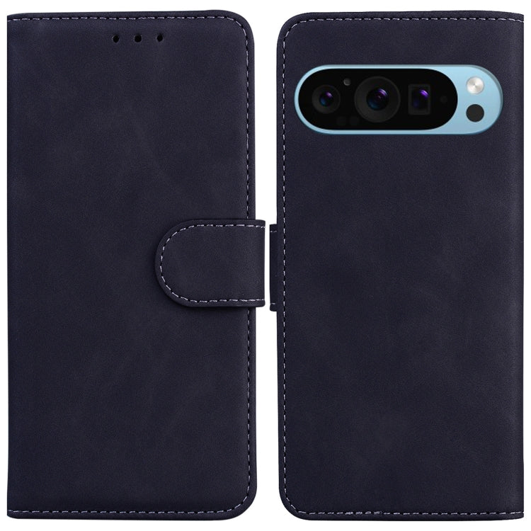 For Google Pixel 9 Pro Skin Feel Pure Color Flip Leather Phone Case(Black)