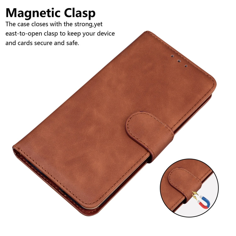 For Google Pixel 9 Skin Feel Pure Color Flip Leather Phone Case(Brown)