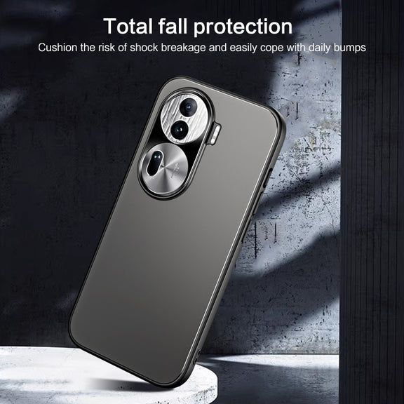 For OPPO Reno11 Global R-JUST RJ-61 Electroplating Frosted TPU + PC Phone Case(Blue)