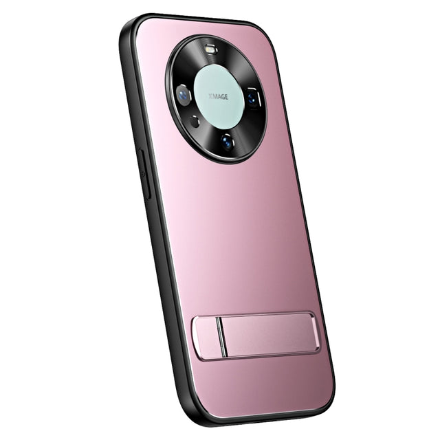 For Huawei Mate 60 R-JUST RJ-61 Electroplating Frosted TPU + PC Phone Case with Holder(Pink)