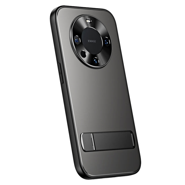For Huawei Mate 60 Pro R-JUST RJ-61 Electroplating Frosted TPU + PC Phone Case with Holder(Grey)