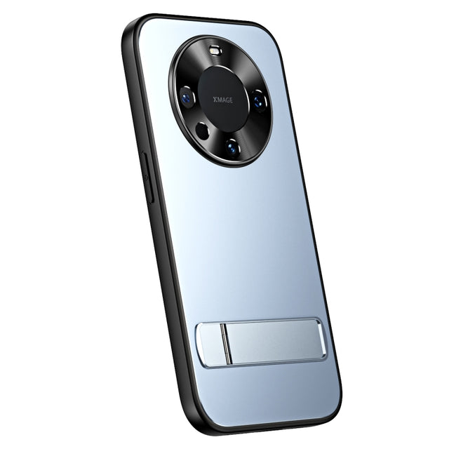 For Huawei Mate 60 Pro R-JUST RJ-61 Electroplating Frosted TPU + PC Phone Case with Holder(Blue)
