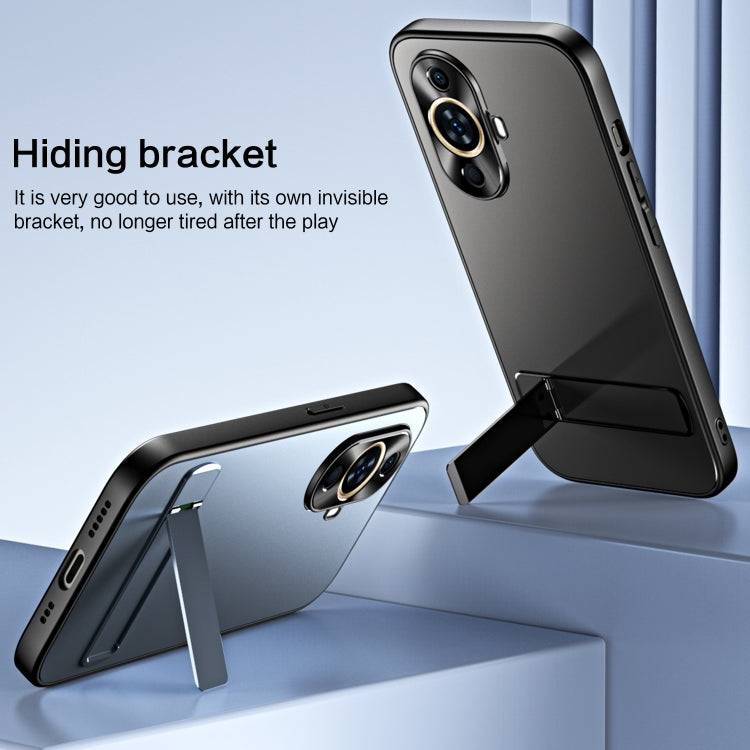 For Huawei nova 11 R-JUST RJ-61 Electroplating Frosted TPU + PC Phone Case with Holder(Grey)