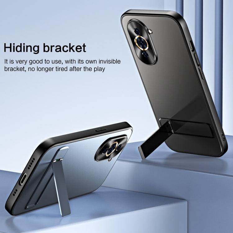 For Huawei nova 10 R-JUST RJ-61 Electroplating Frosted TPU + PC Phone Case with Holder(Grey)