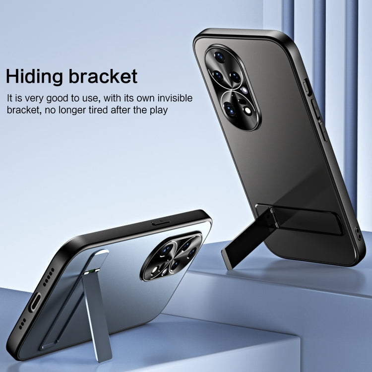 For Huawei P50 Pro R-JUST RJ-61 Electroplating Frosted TPU + PC Phone Case with Holder(Grey)