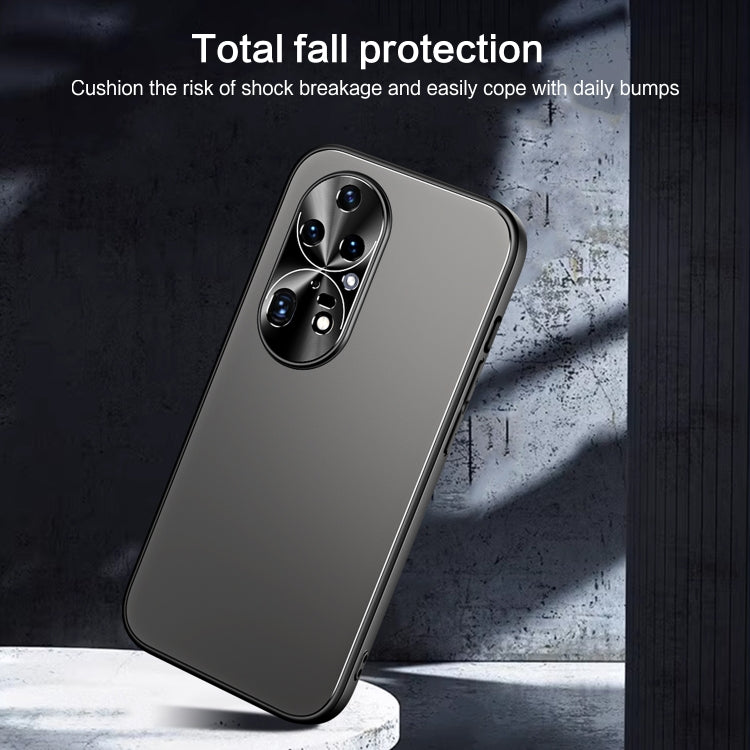 For Huawei P50 R-JUST RJ-61 Electroplating Frosted TPU + PC Phone Case with Holder(Blue)