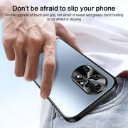 For Huawei P50 R-JUST RJ-61 Electroplating Frosted TPU + PC Phone Case with Holder(Blue)