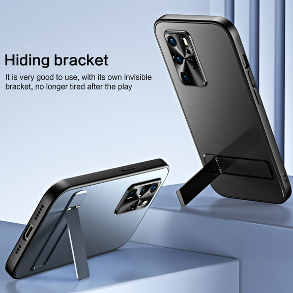 For Huawei P40 Pro R-JUST RJ-61 Electroplating Frosted TPU + PC Phone Case with Holder(Blue)