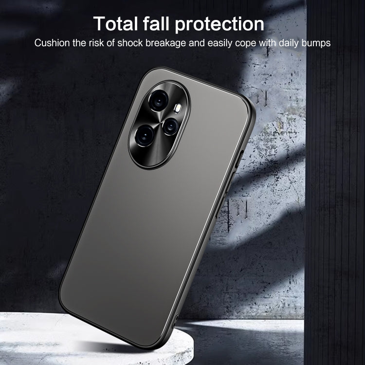 For Honor 100 Pro R-JUST RJ-61 Electroplating Frosted TPU + PC Phone Case with Holder(Blue)
