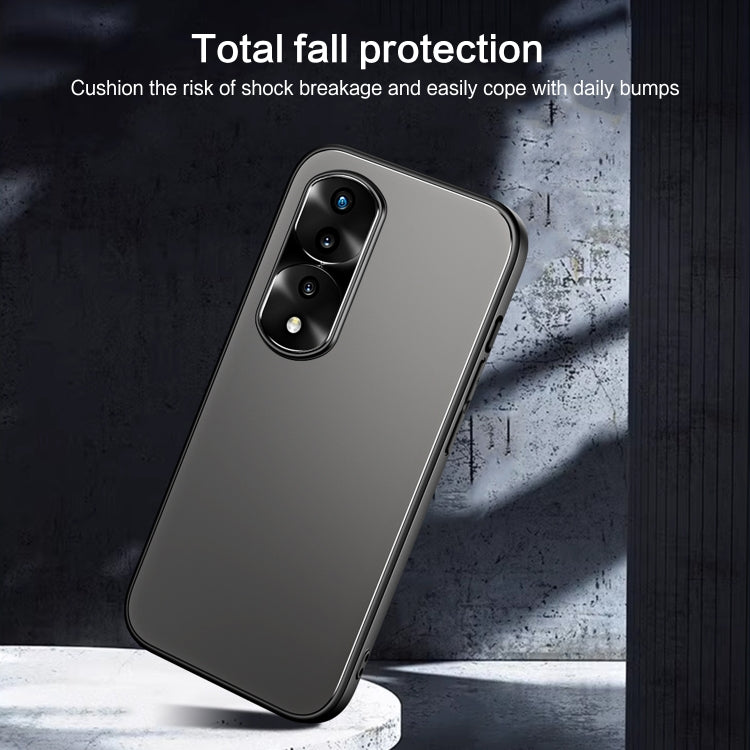 For Honor 70 Pro R-JUST RJ-61 Electroplating Frosted TPU + PC Phone Case with Holder(Blue)
