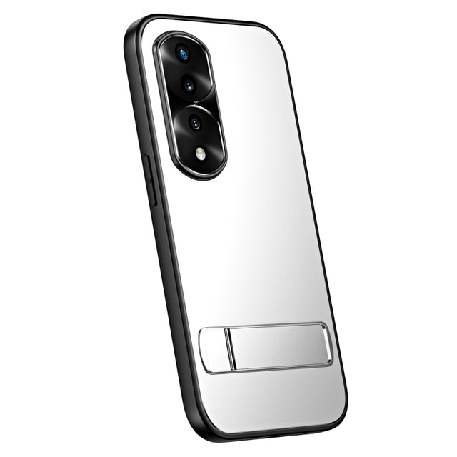 For Honor 70 R-JUST RJ-61 Electroplating Frosted TPU + PC Phone Case with Holder(Silver)