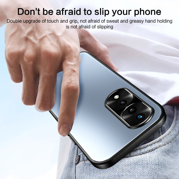 For Honor 70 R-JUST RJ-61 Electroplating Frosted TPU + PC Phone Case with Holder(Blue)