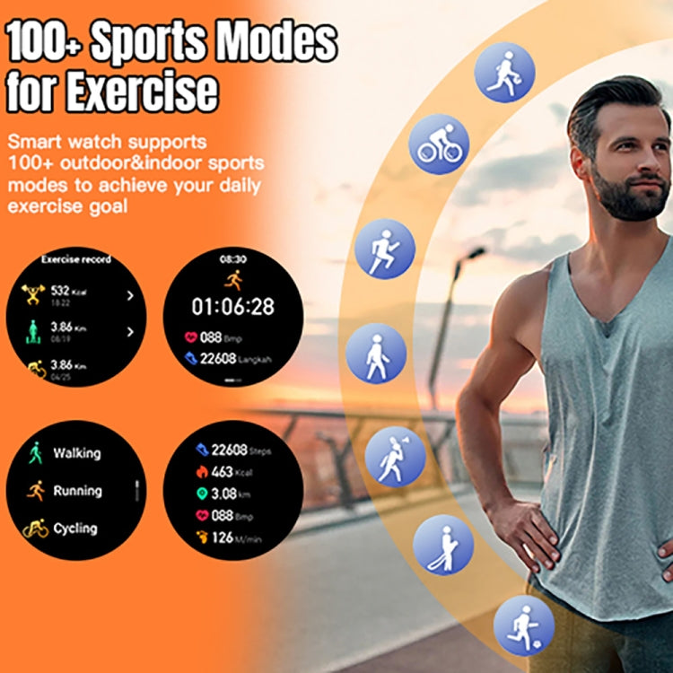 LEMFO LF35 1.43 inch AMOLED Round Screen Silicone Strap Smart Watch Supports Blood Oxygen Detection(Gold)