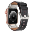For Apple Watch SE 2022 44mm Mecha Style Leather Watch Band(Black Napa) - Watch Bands by PMC TechLife | Online Shopping South Africa | PMC TechLife