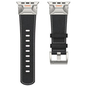 For Apple Watch SE 44mm Mecha Style Leather Watch Band(Black Napa)