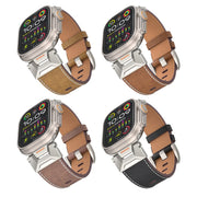 For Apple Watch 42mm Mecha Style Leather Watch Band(Coffee Oil Wax)