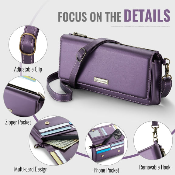 CaseMe Me30 Multi Functional Diagonal Cross Bag Phone Case(Purple)