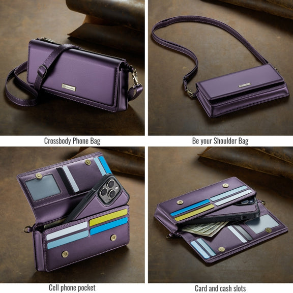 CaseMe Me30 Multi Functional Diagonal Cross Bag Phone Case(Purple)