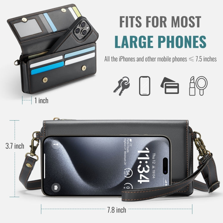 CaseMe Me30 Multi Functional Diagonal Cross Bag Phone Case(Black)