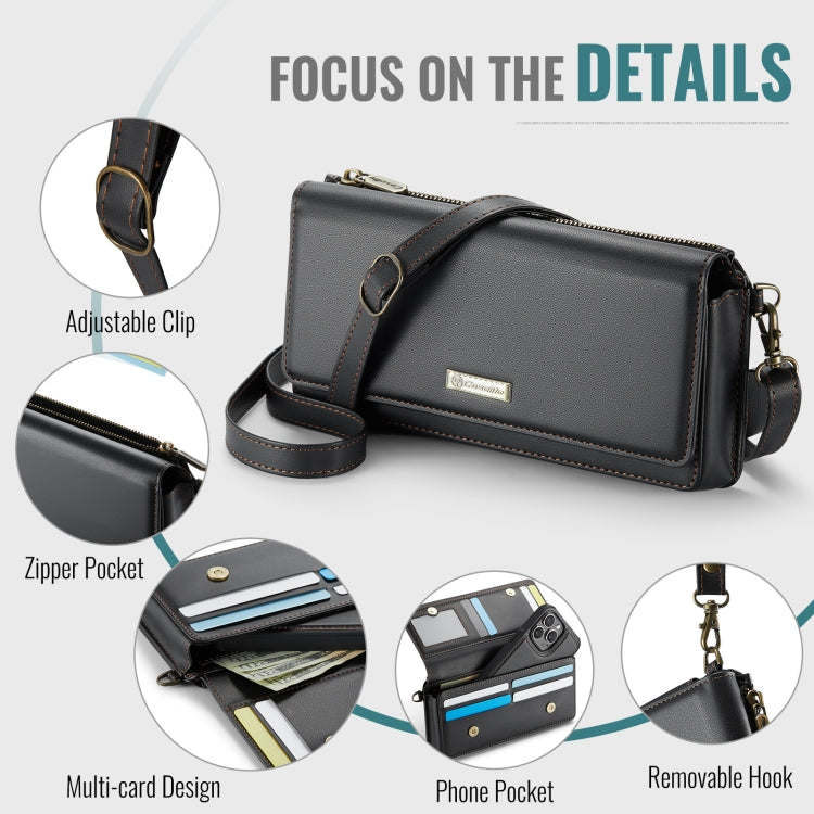 CaseMe Me30 Multi Functional Diagonal Cross Bag Phone Case(Black)