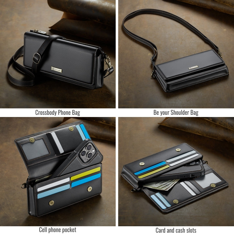 CaseMe Me30 Multi Functional Diagonal Cross Bag Phone Case(Black)