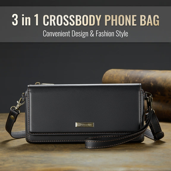 CaseMe Me30 Multi Functional Diagonal Cross Bag Phone Case(Black)