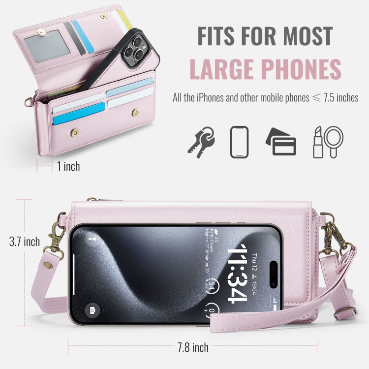 CaseMe Me30 Multi Functional Diagonal Cross Bag Phone Case(Pink)