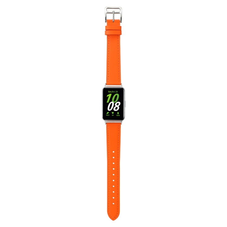 For Samsung Galaxy Fit 3 Sewing Thread Genuine Leather Watch Band(Orange)