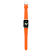 For Samsung Galaxy Fit 3 Sewing Thread Genuine Leather Watch Band(Orange)