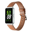 For Samsung Galaxy Fit 3 Sewing Thread Genuine Leather Watch Band(Brown) - Watch Bands by PMC TechLife | Online Shopping South Africa | PMC TechLife