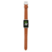 For Samsung Galaxy Fit 3 Sewing Thread Genuine Leather Watch Band(Brown)