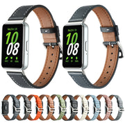 For Samsung Galaxy Fit 3 Sewing Thread Genuine Leather Watch Band(Brown)