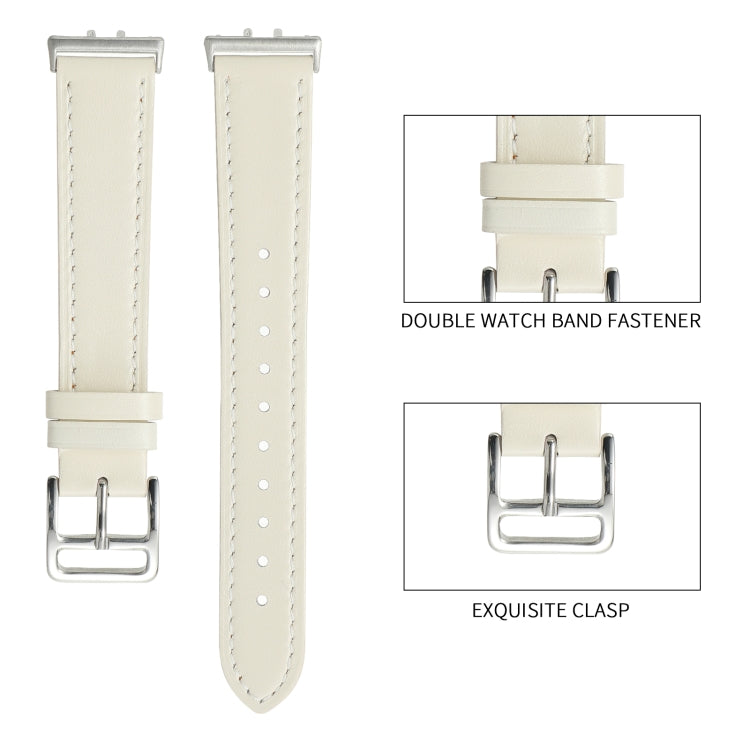 For Samsung Galaxy Fit 3 Sewing Thread Genuine Leather Watch Band(Orange)