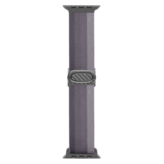 For Apple Watch Ultra 2 49mm Carbon Fiber Texture Snap Buckle Nylon Watch Band(Gradient Grey)