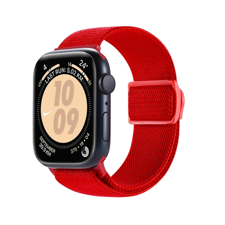 For Apple Watch SE 40mm Carbon Fiber Texture Snap Buckle Nylon Watch Band(Red)