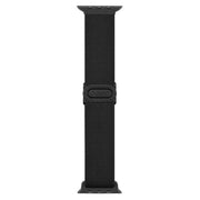 For Apple Watch 42mm Carbon Fiber Texture Snap Buckle Nylon Watch Band(Black)